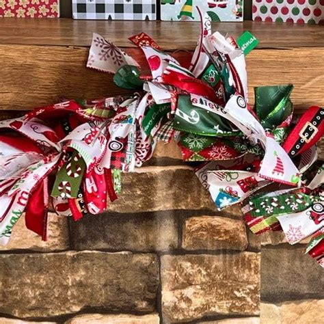 Christmas Rag Garland Farmhouse Rag Garland Rag Garland Wall Etsy