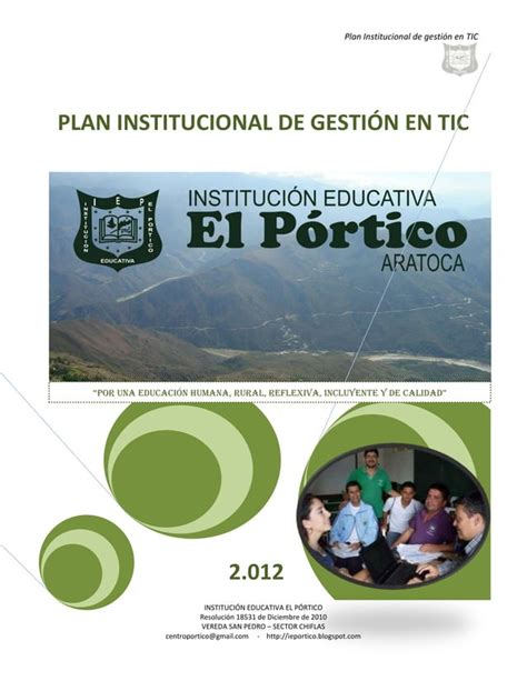 Plan De Gesti N En Tic Instituci N Educativa El P Rtico De Aratoca Pdf