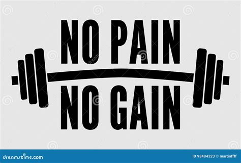 No Pain No Gain Idiom Quotation With Illustration On White Background