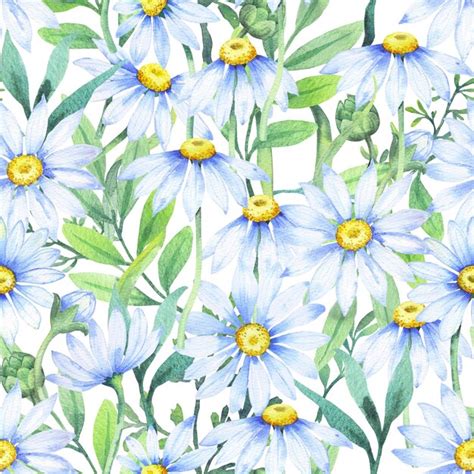 Premium Photo Watercolor Daisies Seamless Pattern With Watercolor