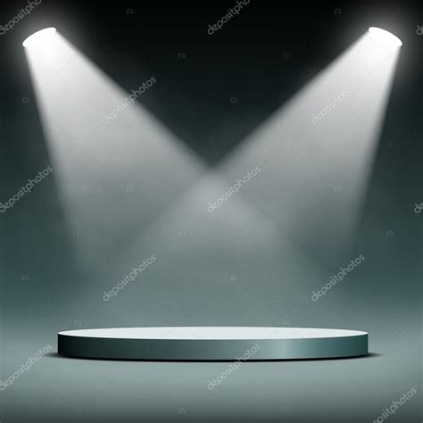 Two Spotlights Illuminate The Podium For The Presentation Stock Vector