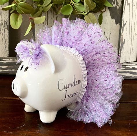 Personalized Small Purple Piggy Bank Piggy Banks For Girls Etsy