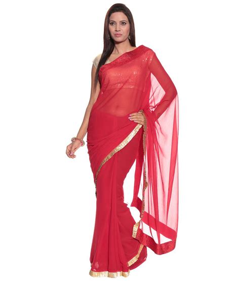 Aaditri Fashions Pink Faux Georgette Saree Buy Aaditri Fashions Pink