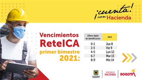 Fechas Para Declarar Y Pagar Reteica Primer Bimestre Bogota Gov Co