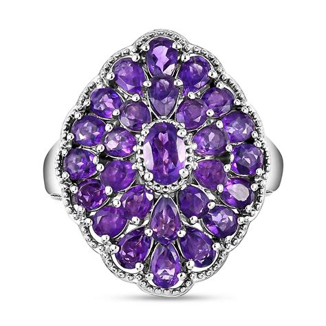 Afrikanischer Amethyst Ring Silber Platiniert Ca Ct Shoplc