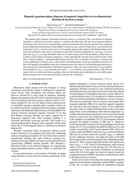 Pdf Magnetic Quantum Phase Diagram Of Magnetic Impurities In Two