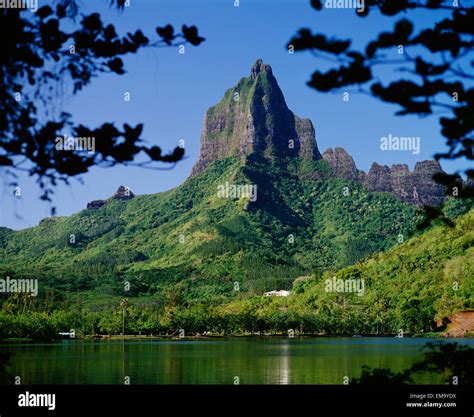 French Polynesia Tahiti Moorea View Of Mount Rotui From Across