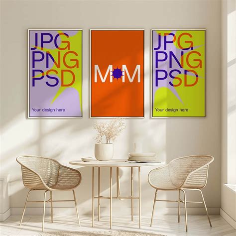 Three Frames Mockup Vertical Frame Mockup Set Of 3 Poster Frame Mockup