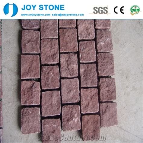 Dayang Red Porphyry Granite Flamed Garden Cubes From China