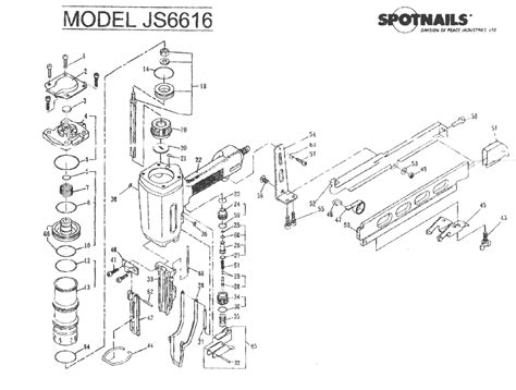 Spotnails Js6616 16 Gauge Stapler | Model Schematic Parts Diagram — Toolbarn.com