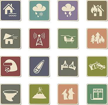 Natural Disasters Icon Set Snow Radio Tower Newspaper Vector Snow