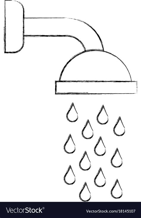 Shower Head In Bathroom With Water Drops Flowing Vector Image