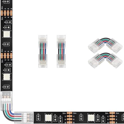 LED Strip Connector 4 Pin 8 Mm Right Angle Adjustable H L Shape