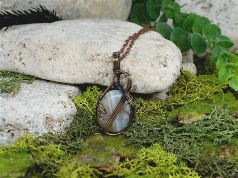 Wisiorki Miedziany Wisior Wire Wrapping Z Agatem Agat