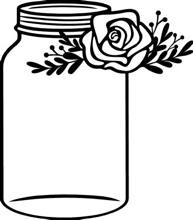 Floral Mason Jar Decorative Free Svg File SVG Heart