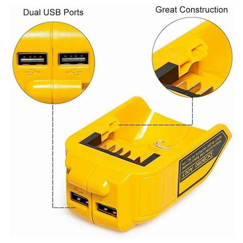 2x Dual USB Power Source Battery Charger Adapter DCB090 For Dewalt 10