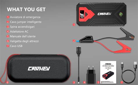 Carhev A Avviatore Batteria Auto Mah Avviatore Emergenza Per