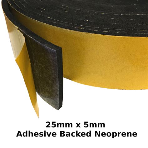 Self Adhesive Expanded Neoprene 25mm X 5mm Strip