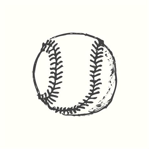 Baseball Softball Vector Illustration In Black Detailed Vintage Style