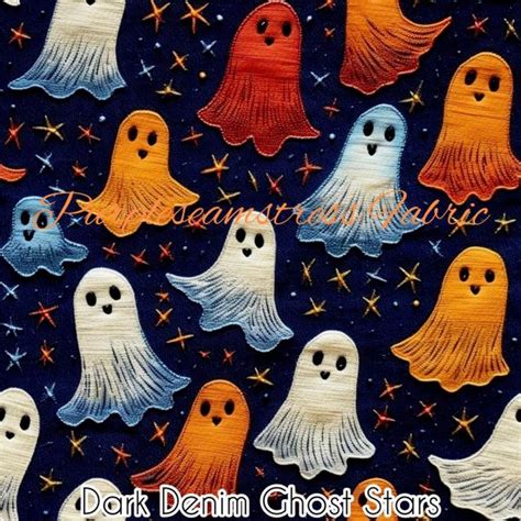 Dark Denim Ghost Stars Cotton Lycra Purpleseamstress Fabric