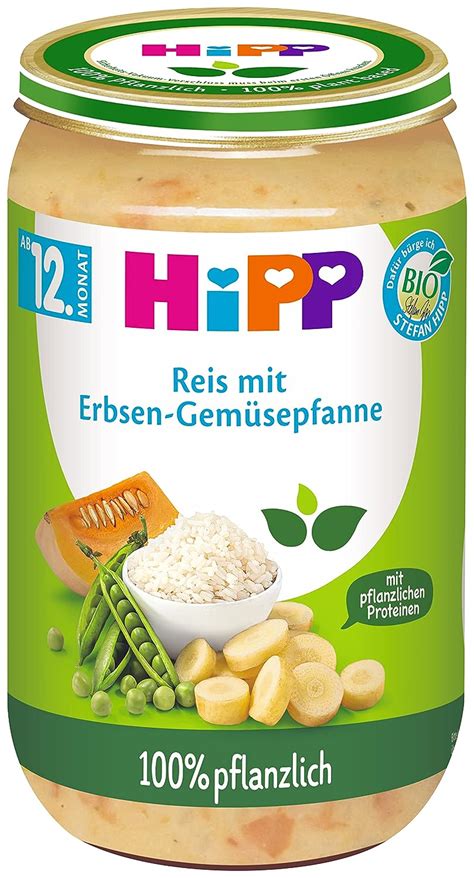 HiPP Bio Reis mit Erbsen Gemüsepfanne 250g 6er Pack 6x250g Amazon