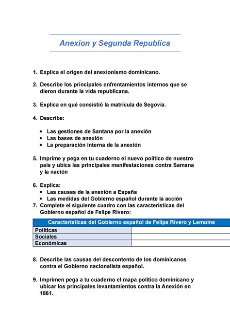 Anexion Y Segunda Republica Anexion Y Segunda Republica Explica El