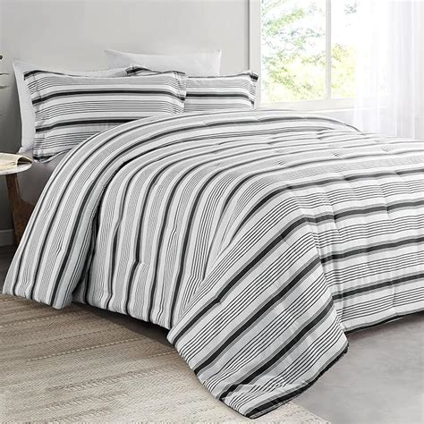 Amazon HOMBYS 120x120 Oversized King Stripe Comforter Set Grey