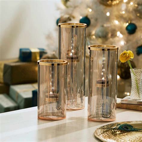 Pinstripe Glam Multi Tealight Holder Trio In 2021 Tea Light Holder Tea Lights Glass Tea