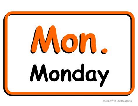 Monday Flashcard Free Printables