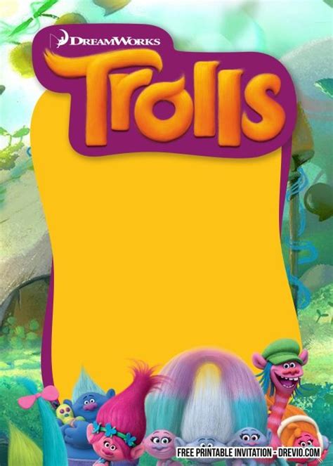 FREE Trolls Invitation Templates | Free printable birthday invitations, Trolls birthday, Trolls ...