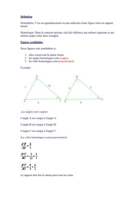 Similitudes Triangles Semblables