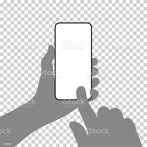 Hand Holding Smartphone And Touching Screen Stock Illustration Download Image Now Adult