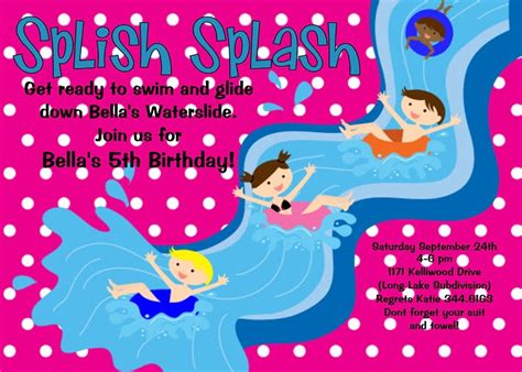 Water Slide Birthday Party Invitations Free Invitation Templates Drevio