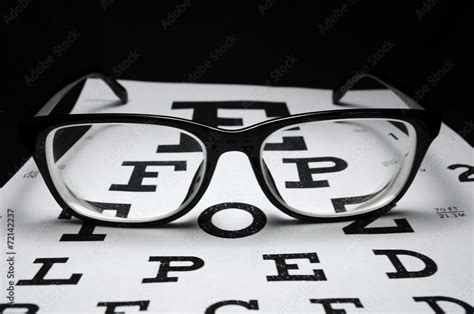 Eyeglasses on eye chart, a pair of glasses on eye chart. Stock Photo | Adobe Stock