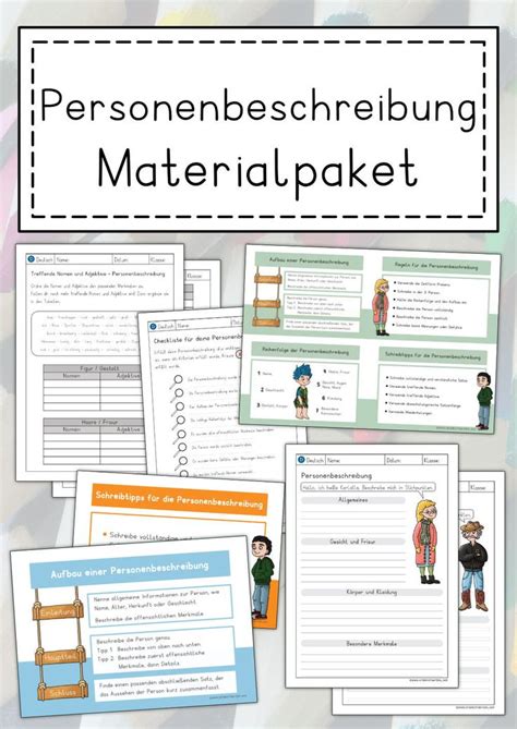 Personenbeschreibung Arbeitsblatt Pdf Gro Es Materialpaket