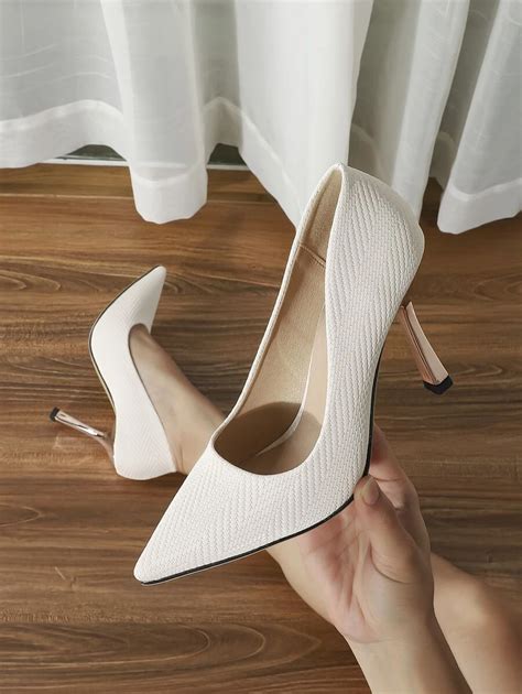 Point Toe Stiletto Heeled Court Pumps Shein Usa