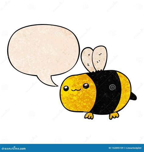 A Creative Cartoon Bee And Speech Bubble In Retro Texture Style Stock