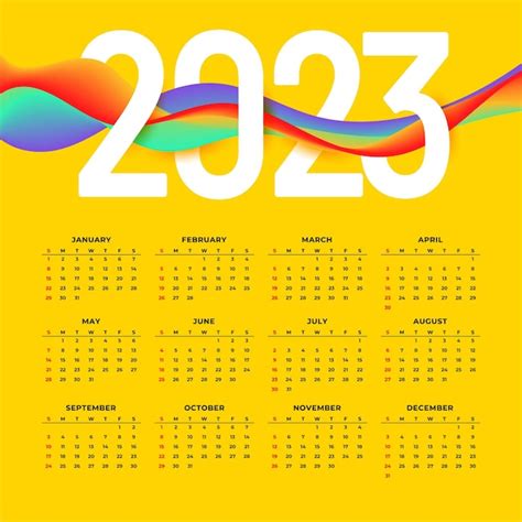 Plantilla De Calendario 2023 De Estilo Moderno Para Año Nuevo Vector