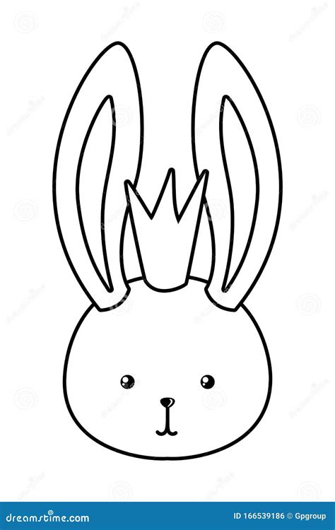 Cute Rabbit Cartoon With Crown Vector Design Stock Vector