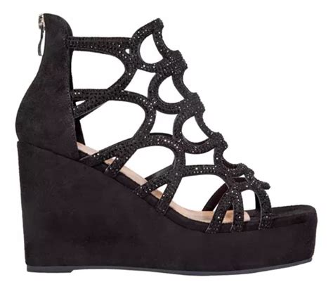 Sandalias Negras De Plataforma Con Hermosos Brillos Cm