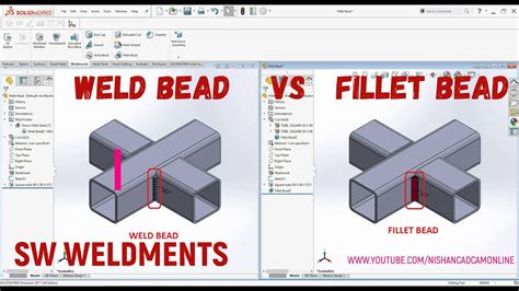 Solidworks Weldment Weld Bead Vs Fillet Bead Youtube