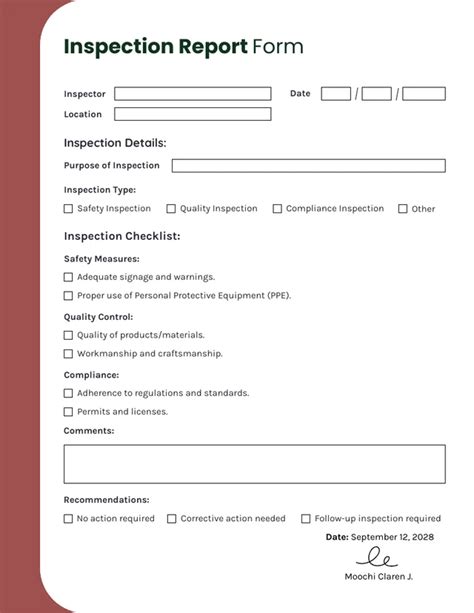 Copper Rust Inspection Form Template Venngage