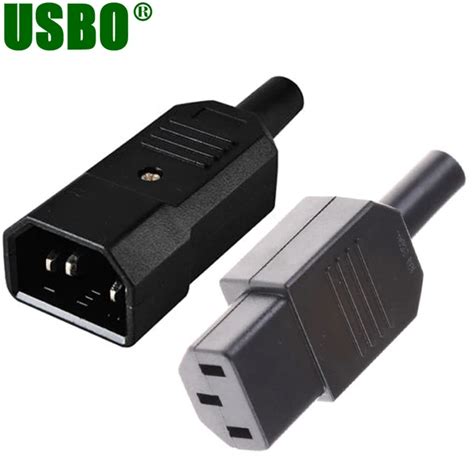 New Diy 10a 250v Black Iec C13 C14 Female Male Plug Rewirable Power Connector 3 Pin Ac Socket