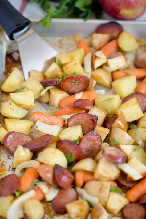 Smoked Sausage Apples Sheet Pan Dinner