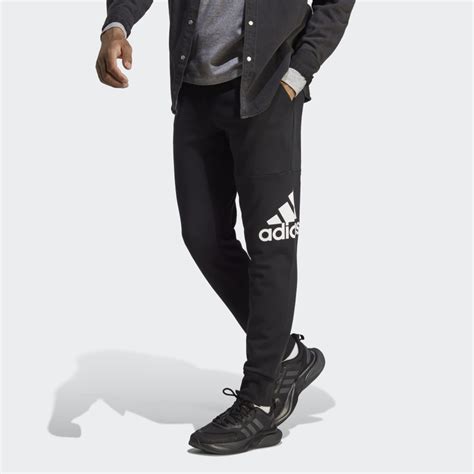 Adidas Essentials French Terry Tapered Cuff Logo Pants Black Adidas Uae