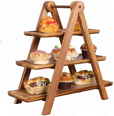 Amazon Hammont Tiered Tray Stand Acacia Wood Serving Tray