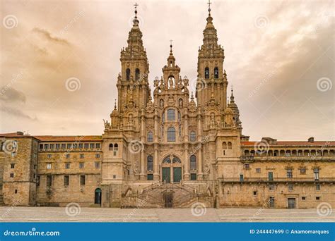 Santiago De Compostela Cathedral Galicia Spain Obradeiro Square In