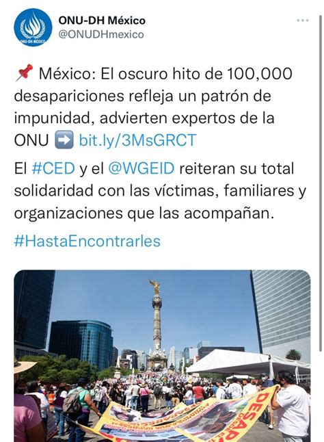 Los 100 mil desaparecidos en México son una tragedia humana dicen