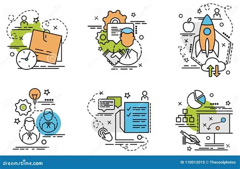 Sistema De Iconos Del Esquema Del Planeamiento Ilustración del Vector