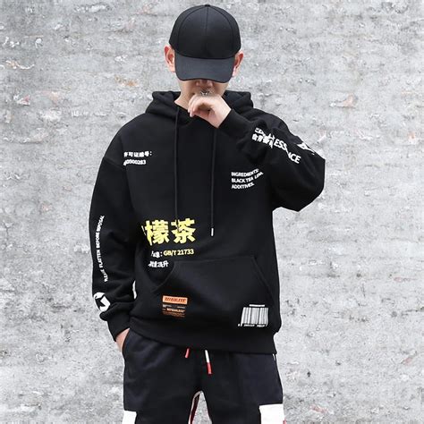 Men Hooded Pullover Streetwear Lemon Tea Print Deisgn Hoodie Sweatshirt